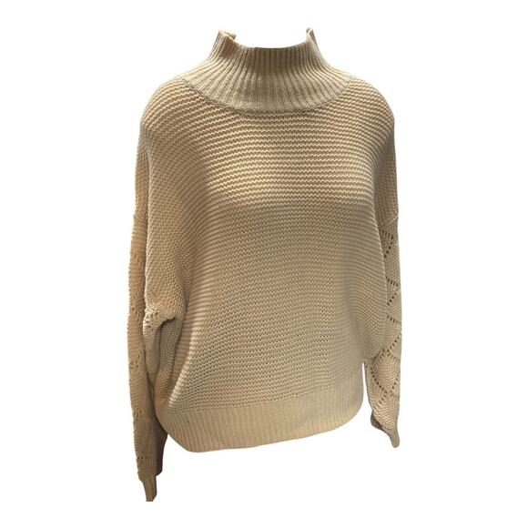 525 America Sweaters - 525 America Women's Size L Turtleneck Knit Sweater Tan Clean Girl Aesthetic NWT
